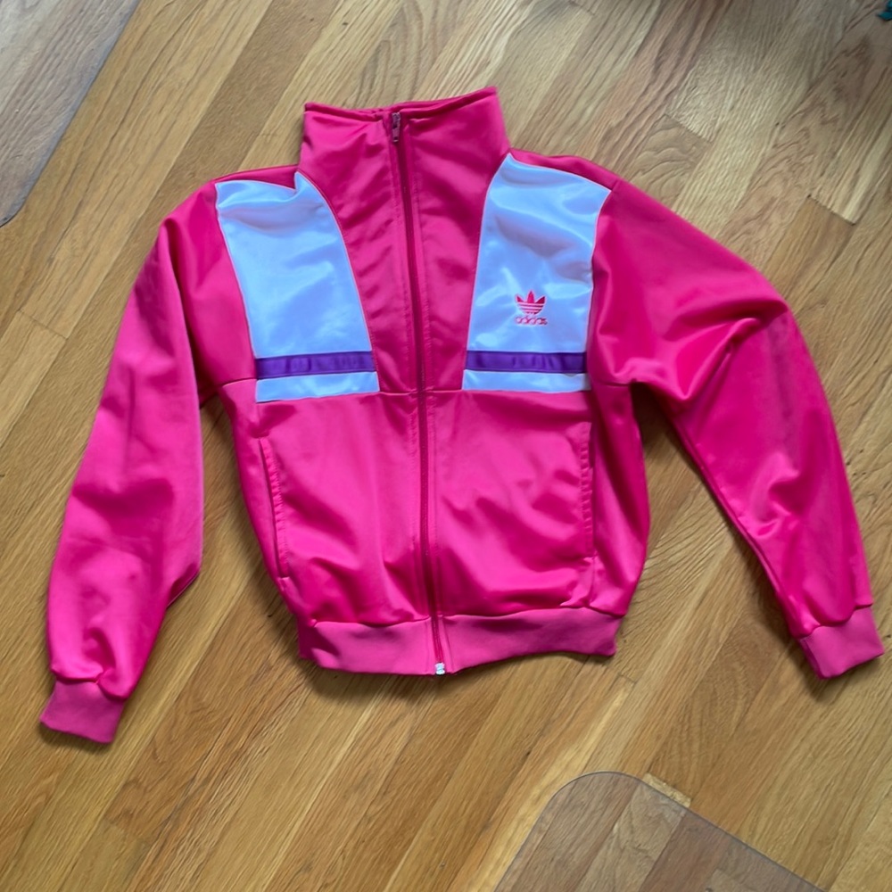 Adidas pink and purple zip up track jacket